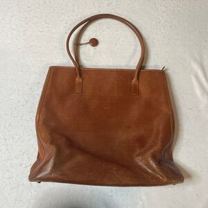 MONSAC Original Leather Perforated Tote Shoulder Bag Brown